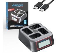 PATONA Platinum USB-C PD & QC Caricatore rapido a 4 scomparti per batterie NP-FW50 - 45W 4 canali funzione di ricarica compatibile con Sony Alpha A7 A7S A7R A7II A6000 A6500 ZV-E10 DSC RX10 Mark II