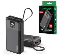 PATONA Powerbank Premium 20000 mAh | Power Bank per iPhone, Android e altro | PD30W, 74Wh, cavo USB-C integrato, porte USB-C e USB-A, indicatore LED del livello della batteria, protezione da sovraccarico