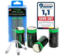 PATONA Premium - 4 batterie CR123A da 3 V con funzione di ricarica USB-C, batteria al litio ricaricabile con cavo da 1 a 2 USB-C, ricaricabili per fotocamera, torcia e microfono