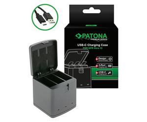 Patona Scatola di ricarica tripla Premium per GoPro Hero 13, incluso cavo USB-C