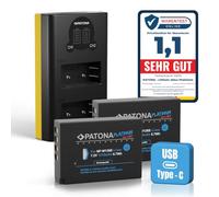 PATONA Set Caricabatterie Dual LCD USB-C + 2X NP-W126S Protect 1210mAh | Compatibile con Fujifilm FinePix X-M5 X-M1 X100F X100V XT3 XA3 XA5, batteria di ricambio con NTC-Sensor e box protettivo