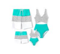 PATPAT Bikini da Famiglia, a Righe, Intero, Due Pezzi, Bikini e Costume da Bagno Hawaiano Tropicale da Spiaggia, Costumi da Bagno Mamma e Figlia, Slip Bikini Bagno per Uomo, Donna, Ragazza, Ragazzo.