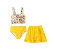 PATPAT Costume Bambina 3 Pezzi Bikini - Top Ragazza, Slip Mare Bambina, Gonna, Vestiti Bambina, Abbigliamento Bambina, Costumi da Bagno Bambina per Mare e Piscina Bambini 7-8 Anni 122-128cm