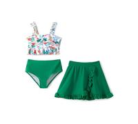 PATPAT Costume Bambina 3 Pezzi Bikini - Top Ragazza, Slip Mare Bambina, Gonna, Vestiti Bambina, Abbigliamento Bambina, Costumi da Bagno Bambina per Mare e Piscina Bambini 7-8 Anni 122-128cm