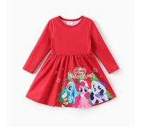 PATPAT My Little Pony Abiti per Bambine Abito da Principessa Maniche Lunghe Abiti per Bambini Abito Festivo Natalizio Autunno Inverno Outfit 2-6 Anni 90-116