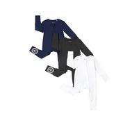 PATPAT Pagliaccetti, confezione da 3, per neonati da 0 a 24 mesi, pigiama in viscosa di bambù con scaldapiedi, verde oliva, grigio o blu navy, bianco, grigio scuro