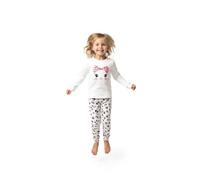 PATPAT Pigiama per Bambine 2-5 Anni, Set da 4 Pezzi, 2 Set in Cotone Biologico Elasticizzato Super Morbido, Certificato GOTS, Rosa con Castelli, Principessa, Unicorno, Bianco con Gatti leopardati