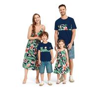 PATPAT Set di Abbigliamento per Genitori e Figli, Vestito per Madre e Figlia, Stile Vacanze estive in Spiaggia