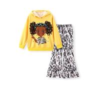 PATPAT Set per bambina: felpa con cappuccio, pantaloni a zampa o harem. Abbigliamento attivo a maniche lunghe, perfetto per outfit Hip Hop e casual. Ideale per uno stile unico e moderno! 5-6 anni