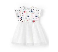 PATPAT Vestiti per Bambine, Vestito Tulle da Festa Floreale per Bambine, Abiti Bambina e Ragazze Casual in Rete, Maniche a Balze con Fate, 3 Mesi - 6 Anni