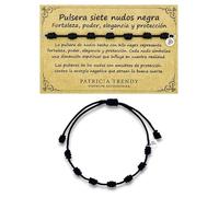 PATRICIA TRENDY - Bracciali 7 nodi nero originale - Contro il malocchio - Filo nero destinazione protezione energia negativa - Amuleto per buona fortuna - Prosperità famiglia amici coppie, Ajustable