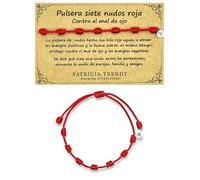 PATRICIA TRENDY - Bracciali sette nodi rosso originale - Contro il malocchio - Filo rosso destinazione protezione energia negativa - Amuleto per buona fortuna - Prosperità famiglia amici coppie