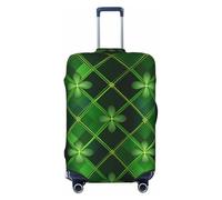 Patrick Clover - Copertura per valigia, con foglie verdi, elastica, antigraffio, antipolvere, adatta per bagagli da 56 a 61 cm, Multicolore, M