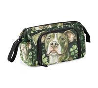 Patrick's Day - Astuccio portapenne con cane fortunato, grande capacità, con manico, pennello e astuccio per adolescenti universitari