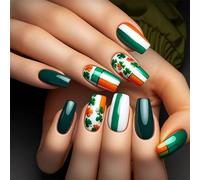 Patrick's Day Press On Nails Con Green Shamrock Designs False Full Covers Stick On Women 24Pcs Chiodo festivo delle donne