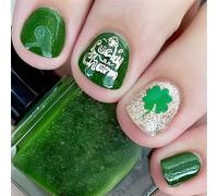 Patrick's Day Press On Nails French Tip Square Falso Clovers Designs Full Covers Acrilico Design Unghie finte