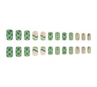 Patrick's Day Press On Nails Tip French False Green Shamrock Manicure Set Lights Coperture Full Stick On Fall Winter Nail Art