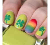 Patrick's Day Press On Nails Unghie finte Colle sulle Unghie Unghie Acriliche Artificiali Stick On Nails con Arcobaleni Disegni