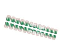 Patrick's Day Press On Nails Unghie finte corte quadrate punta francese verde trifoglio disegni unghie acriliche artificiali lucide