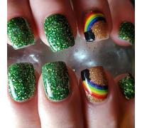 Patrick's Day Press Su Unghie Finte Colla Su Chiodi Chiodi Artificiali Acrilici Incollare Su Unghie Con Disegni Arcobaleno