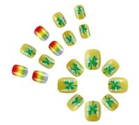 Patrick's Day Press Su Unghie Finte Colla Su Chiodi Chiodi Artificiali Acrilici Incollare Su Unghie Con Disegni Arcobaleno