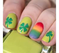 Patrick's Day Press Su Unghie Finte Colla Su Chiodi Chiodi Artificiali Acrilici Incollare Su Unghie Con Disegni Arcobaleno