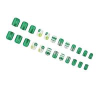 Patrick's Day Press Sulle Unghie Verde Shamrock Strisce Glitter False Nails For Party Wear Festival Manicure Unghie Arte Scintillante Nail Design