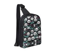 Patrick's Watermelon Festival - Borsa a tracolla con doppia tasca, ideale per concerti, sport, viaggi, ciclismo ed escursionismo, Panda Cute Face, Taglia unica
