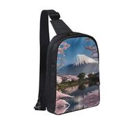 Patrick's Watermelon Festival - Borsa a tracolla con doppia tasca, ideale per concerti, sport, viaggi, ciclismo ed escursionismo, Mt. Fuji all'inizio della primavera, Taglia unica