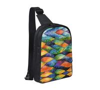 Patrick's Watermelon Festival - Borsa a tracolla con doppia tasca, ideale per concerti, sport, viaggi, ciclismo ed escursionismo, Scala di pesce arcobaleno, Taglia unica