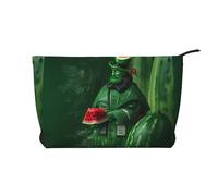 Patrick's Watermelon Festival Chiusura a Cerniera Borsa per Trucchi in Velluto a Coste Organizer Multifunzionale 22x7x17cm per Viaggi Campeggio Vacanze Fitness, Nero , Taglia unica