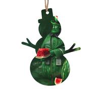 Patrick's Watermelon Festival Ornamenti in legno a forma di pupazzo di neve, 2 pezzi, ciondoli decorativi da appendere, design vintage per le vacanze