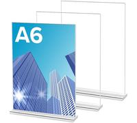 PATRICKWHITE A6 Espositore Tavolo Acrilico,Plexiglass Trasparente Con Base Rimovibile,Espositore Supporto T,Studio Display,Trasparente Per Ristoranti,Caffetterie,Mostre,Porta Listini