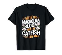 Patrimonio del Mississippi Dove FIORISCONO MAGNOLIE E Friggono Il Pesce Gatto Maglietta