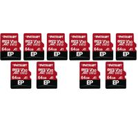 Patriot Memory 64GB A1 / V30 scheda di memoria per Telefoni e Tablet Android, Registrazione Video 4K - Pacco da 10