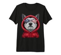 Patriot Scottish Terrier Closeup Ritratto US Flag Occhiali da Sole Maglietta Premium