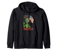 Patriotic Alien 'Merica Funny 4 luglio Scienza Felpa con Cappuccio