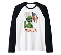 Patriotic Alien 'Merica Funny 4 luglio Scienza Maglia con Maniche Raglan