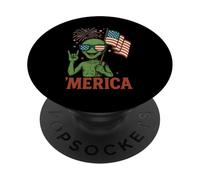 Patriotic Alien 'Merica Funny 4 luglio Scienza PopSockets PopGrip Adesivo