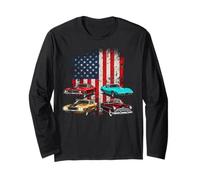 Patriotic American Flag Vintage Muscle Car Maglia a Manica