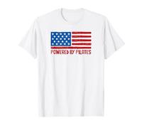 Patriotic American Powered by Pilates Flag 4 luglio USA Maglietta