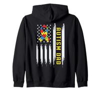 Patriotic Autism Dad - Nastro per la consapevolezza della Bandiera Americana Felpa con Cappuccio
