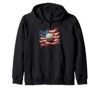 Patriotic Baseball 4 luglio Uomini USA Bandiera Americana Ragazzi Felpa con Cappuccio