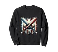 Patriotic Baseball Incrociate Bats Rosso Bianco Blu USA Felpa