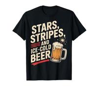Patriotic Beer Lover Stars Stripes July 4th Funny BBQ Lover Maglietta