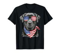 Patriotic Black Labrador Retriever americano 4 luglio Maglietta