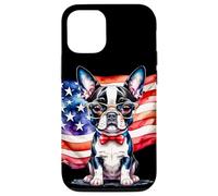 Patriotic Boston Terrier, cucciolo con bandiera americana a stelle e strisce Custodia per iPhone 12/12 Pro