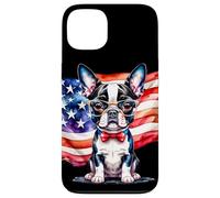 Patriotic Boston Terrier, cucciolo con bandiera americana a stelle e strisce Custodia per iPhone 13