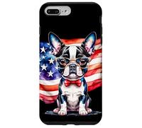 Patriotic Boston Terrier, cucciolo con bandiera americana a stelle e strisce Custodia per iPhone 7 Plus/8 Plus