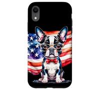 Patriotic Boston Terrier, cucciolo con bandiera americana a stelle e strisce Custodia per iPhone XR